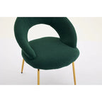 Set of 1 Dining Chairs With Curved Backrest and Golden Metal Legs