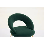 Set of 1 Dining Chairs With Curved Backrest and Golden Metal Legs