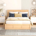 Full Size All-in-One Wood Platform Bed w/ Underneath Storage Upholstered Bed & 2 Drawers Space-Saving CreativeStorage Bed Frame