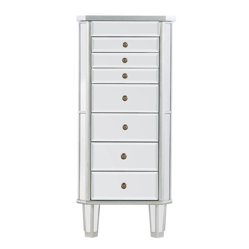 Mirrored Jewelry Armoire with 7-Drawers - 40.5 - Silver