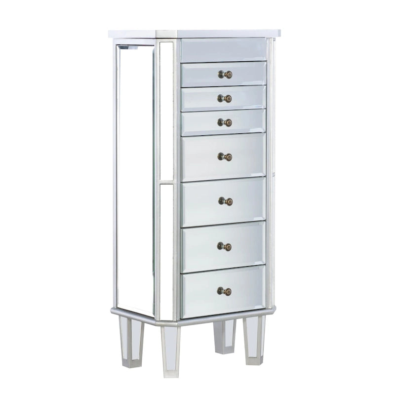 Mirrored Jewelry Armoire with 7-Drawers - 40.5 - Silver