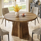 Round Dining Table for 4-6 People, 47-Inch Farmhouse Kitchen Table