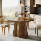 Round Dining Table for 4-6 People, 47-Inch Farmhouse Kitchen Table