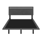 Roomfitters Full/Queen Size Floating Platform Bed Frame, Velvet Upholstery, Channel Tufted Headboard, No Box Spring Needed