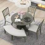 Modern Country Dining Table and Chair Sets Multi-Functional Dining Table and Chair Sets with Curved Table Base and Curved Bench