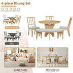 Modern Country Dining Table and Chair Sets Multi-Functional Dining Table and Chair Sets with Curved Table Base and Curved Bench