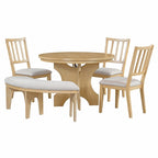 Modern Country Dining Table and Chair Sets Multi-Functional Dining Table and Chair Sets with Curved Table Base and Curved Bench