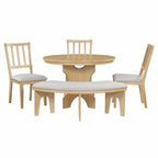 Modern Country Dining Table and Chair Sets Multi-Functional Dining Table and Chair Sets with Curved Table Base and Curved Bench
