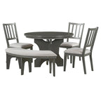 Modern Country Dining Table and Chair Sets Multi-Functional Dining Table and Chair Sets with Curved Table Base and Curved Bench