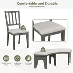 Modern Country Dining Table and Chair Sets Multi-Functional Dining Table and Chair Sets with Curved Table Base and Curved Bench