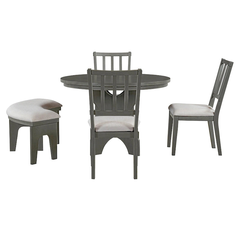 Modern Country Dining Table and Chair Sets Multi-Functional Dining Table and Chair Sets with Curved Table Base and Curved Bench