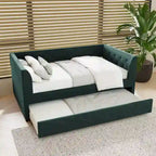 Twin Velvet Tufted Daybed with Trundle & Storage