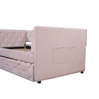 Twin Velvet Tufted Daybed with Trundle & Storage