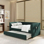 Twin Velvet Tufted Daybed with Trundle & Storage