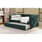Twin Velvet Tufted Daybed with Trundle & Storage