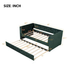 Twin Velvet Tufted Daybed with Trundle & Storage