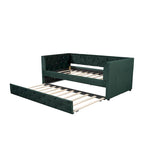 Twin Velvet Tufted Daybed with Trundle & Storage