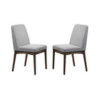 Mid-Century Set of 2 Dining Chairs with Fabric Backrest Foam-Padded Seat, Solid Wood Legs for Kitchen Dining Room Living Room