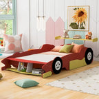 Full Size Race Car-Shaped Platform Bed with Wheels