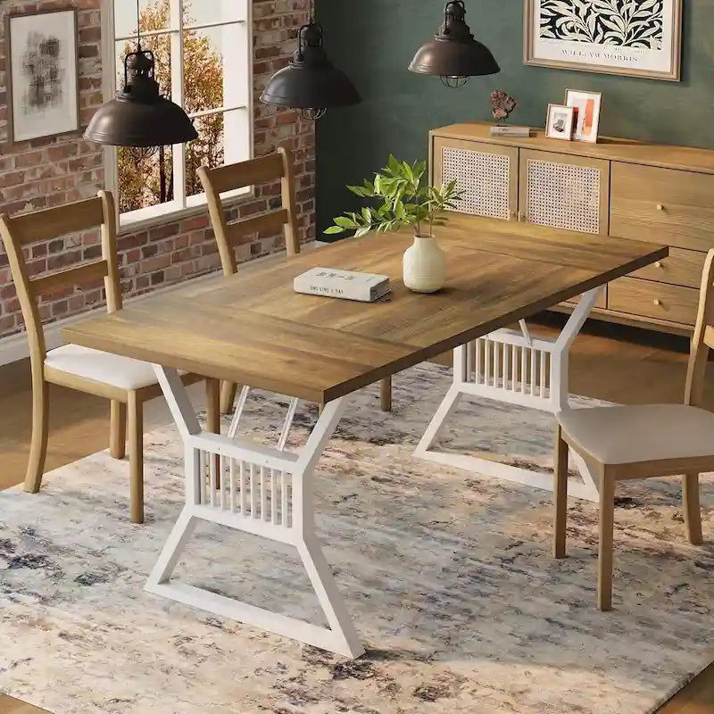 Metal Legs Kitchen Dining Table for 4-6 People - N/A