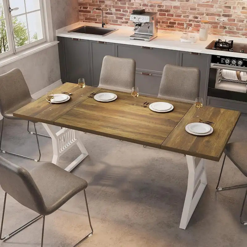 Metal Legs Kitchen Dining Table for 4-6 People - N/A