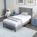 Costway Queen/Twin Bed Frame Modern Platform Bed with Linen
