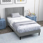 Costway Queen/Twin Bed Frame Modern Platform Bed with Linen