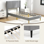 Costway Queen/Twin Bed Frame Modern Platform Bed with Linen