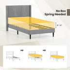 Costway Queen/Twin Bed Frame Modern Platform Bed with Linen