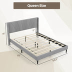 Costway Queen/Twin Bed Frame Modern Platform Bed with Linen