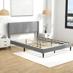 Costway Queen/Twin Bed Frame Modern Platform Bed with Linen