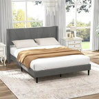 Costway Queen/Twin Bed Frame Modern Platform Bed with Linen