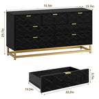 7 Drawer Dresser for Bedroom, 53.5 Large Dresser with Metal Legs