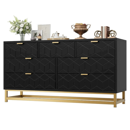 7 Drawer Dresser for Bedroom, 53.5 Large Dresser with Metal Legs