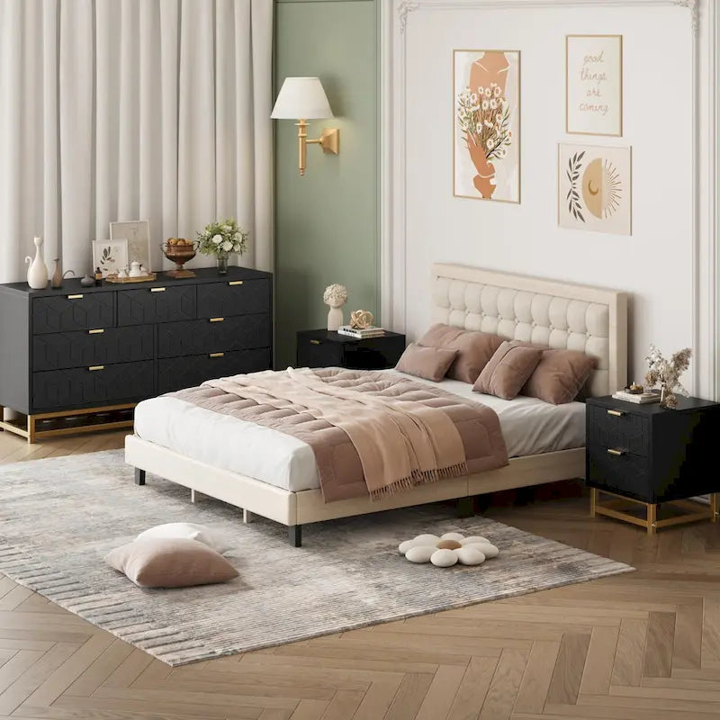 7 Drawer Dresser for Bedroom, 53.5 Large Dresser with Metal Legs