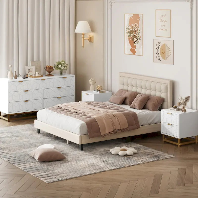 7 Drawer Dresser for Bedroom, 53.5 Large Dresser with Metal Legs