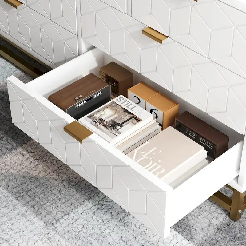 7 Drawer Dresser for Bedroom, 53.5 Large Dresser with Metal Legs