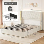 Upholstered Velvet Platform Bed Frame With Wingback Headboard and 4 Storage Drawers