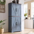 72 Tall Farmhouse Kitchen Pantry, Storage Cabinet with Barn Doors - N/A