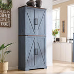 72 Tall Farmhouse Kitchen Pantry, Storage Cabinet with Barn Doors - N/A