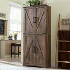 72 Tall Farmhouse Kitchen Pantry, Storage Cabinet with Barn Doors - N/A