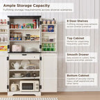 72 Tall Farmhouse Kitchen Pantry, Storage Cabinet with Barn Doors - N/A