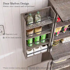 72 Tall Farmhouse Kitchen Pantry, Storage Cabinet with Barn Doors - N/A