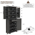 72 Tall Farmhouse Kitchen Pantry, Storage Cabinet with Barn Doors - N/A