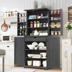72 Tall Farmhouse Kitchen Pantry, Storage Cabinet with Barn Doors - N/A
