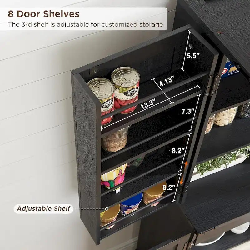 72 Tall Farmhouse Kitchen Pantry, Storage Cabinet with Barn Doors - N/A