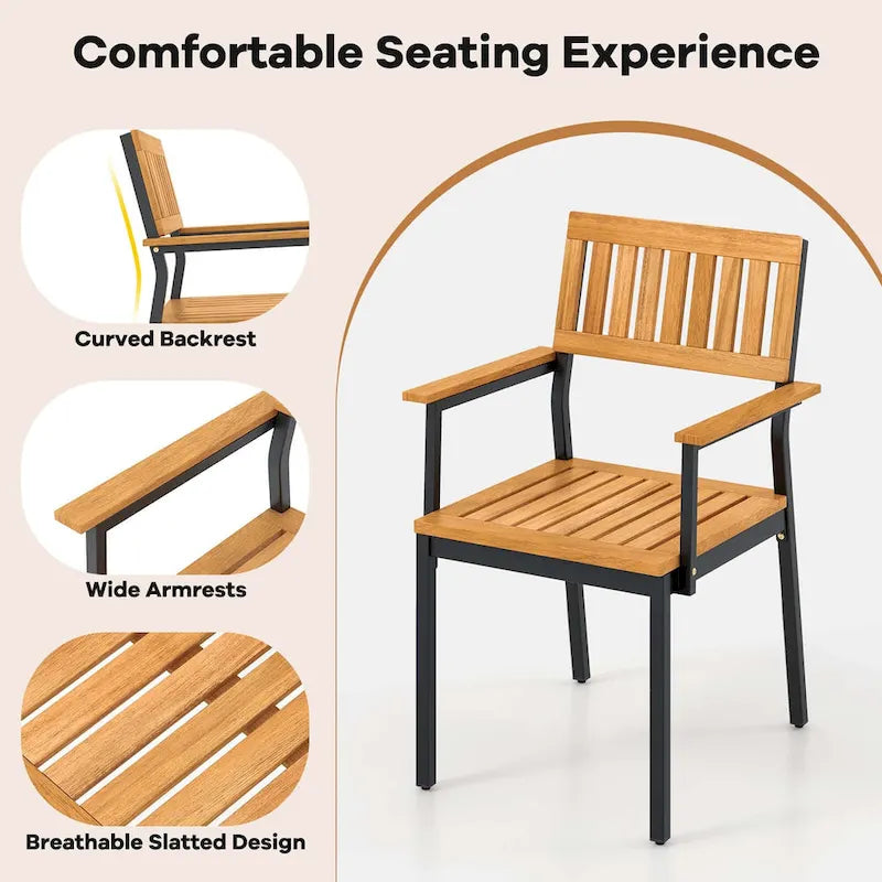 Costway 7 PCS Outdoor Dining Set for 6 with Metal Frame Umbrella Hole - 7 PCS