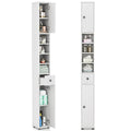 Gymax Tall Slim Bathroom Storage Cabinet Linen Tower w/ Drawer &