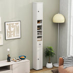 Gymax Tall Slim Bathroom Storage Cabinet Linen Tower w/ Drawer &