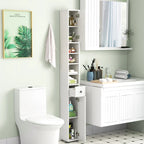 Gymax Tall Slim Bathroom Storage Cabinet Linen Tower w/ Drawer &